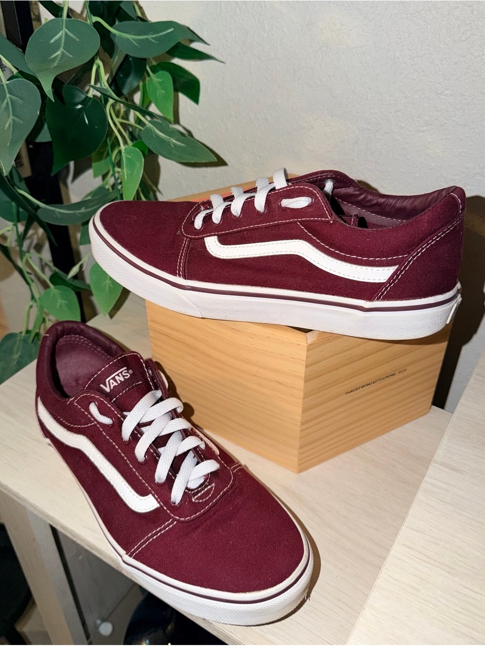 Vans Maroon Old Skool Sneakers with White Stripe